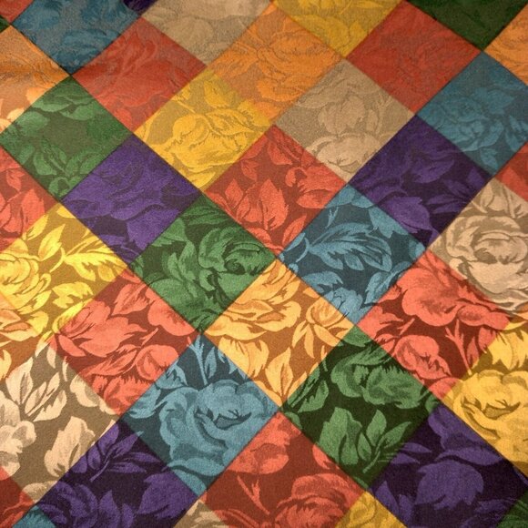 La Chine Classic Blouse Size 12 Satin Polyester Patch Look Rose Long Slv Vintage - Picture 8 of 16